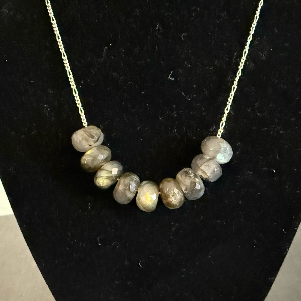 Handmade Labradorite 18”, Sterling Silver Necklace